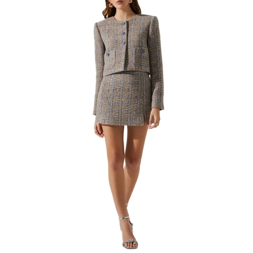 ASTR the label cropped tweed blazer